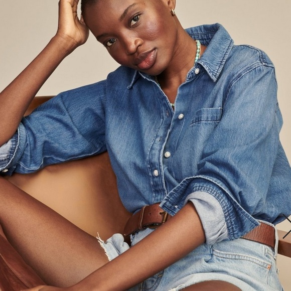 Lucky Brand Demin/Chambray Shirt button-down Size-L - Picture 5 of 11